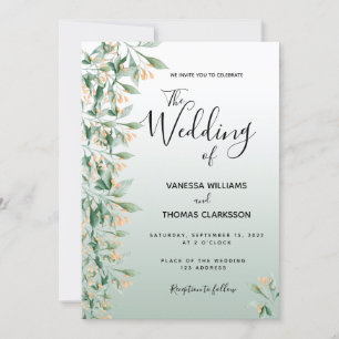 Invitation Mariage de fleurs vertes Sage