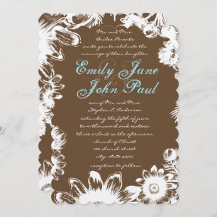 Invitation Mariage de fleurs Vintages Brown Rustique