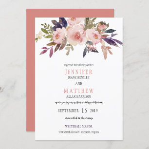 Invitation Mariage de fleurs violettes de lavande rose 