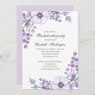 Invitation Mariage de fleurs violettes. Fête de bachelorette