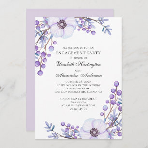 Invitation Mariage de fleurs violettes. Fête de fiançailles f