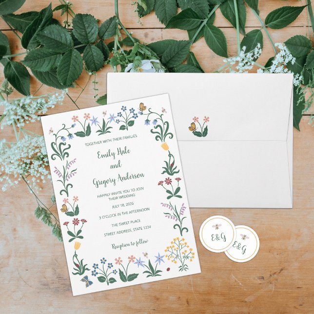 Invitation Mariage de fleurs Whimsical colorées (Créateur téléchargé)