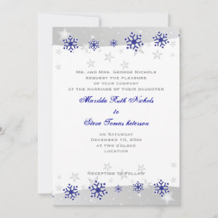 Invitation Mariage de flocon blanc gris bleu argenté