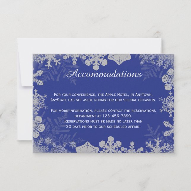 Invitation Mariage de flocons de neige bleu et argent Inserti (Devant)