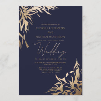 Invitation Mariage de Flore d'or de la marine moderne