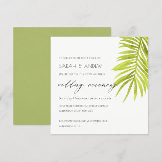 INVITATION MARIAGE DE FOLIER EN FEUILLE DE PALMIER VERT