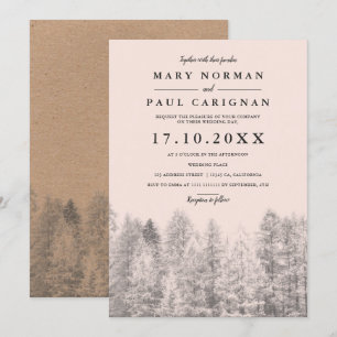 Invitation Mariage de forêt de pins rousses kraft rustique