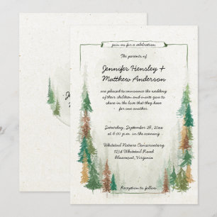 Invitation Mariage de forêt de pins rustiques