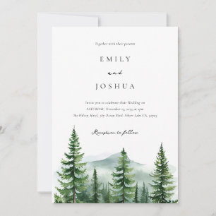 Invitation Mariage de forêt de pins rustiques