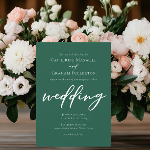 Invitation Mariage de forêt Emerald Green Script