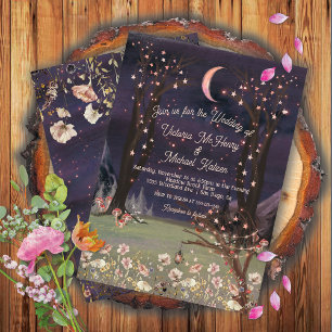 Invitation Mariage de forêt florale enchanted au clair de lun