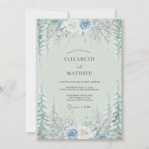 Invitation Mariage de forêt immaculée au vert sauge