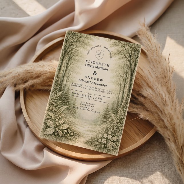 Invitation Mariage de forêt intemporel (Créateur téléchargé)