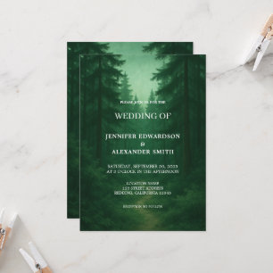 Invitation Mariage de forêt rustique vert foncé