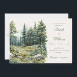 Invitation Mariage de forêt verte d'été rustique<br><div class="desc">Invitation vos invités à une fête en plein air sereine avec ce faire-part de mariage d'été rustique, avec des paysages de forêt verdoyante et des tons terreux. Idéal pour les mariages de bois, de montagne ou d'inspiration nature, ce design saisit la beauté paisible des grands espaces extérieurs. Entièrement personnalisable avec...</div>