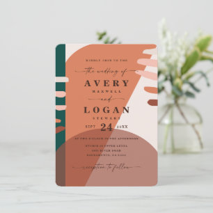 Invitation Mariage de formes Abstraites Boho Terracotta