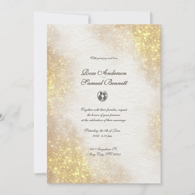 Invitation Mariage de formes d'aquarelle de parties scintilla (Devant)
