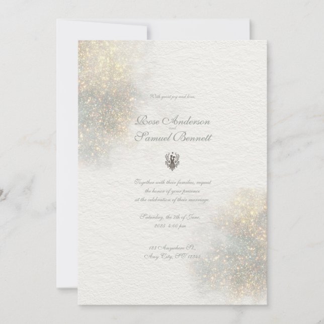 Invitation Mariage de formes d'aquarelle Parties scintillant  (Devant)