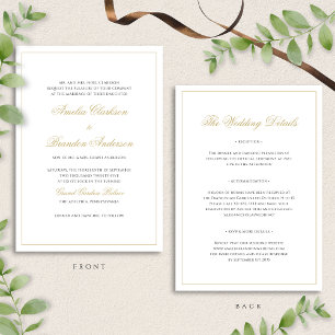 Invitation Mariage de frontière noir et or classique Détails 