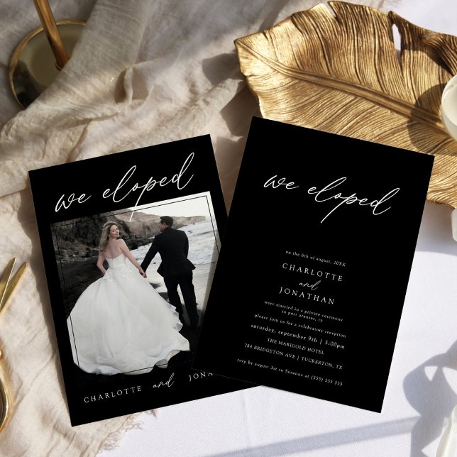 Invitation Mariage de Fugue Moderne en Noir et Blanc (Créateur téléchargé)