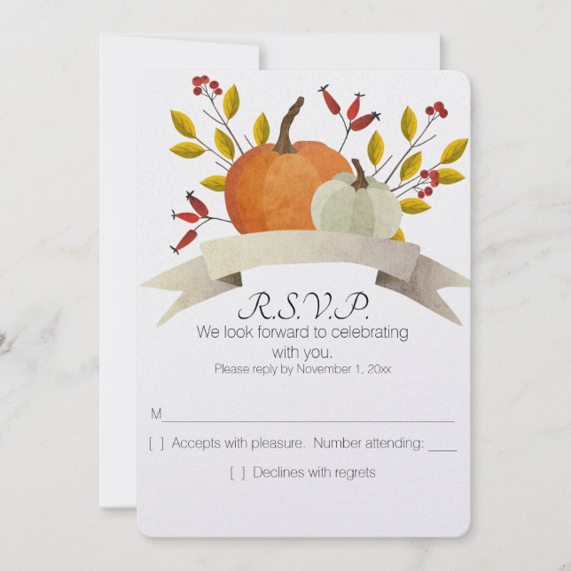 Invitation Mariage de fun à l'automne/ Jour de l'Action de gr (Devant)