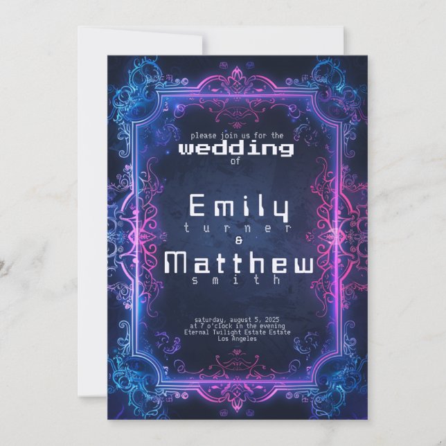 Invitation Mariage de fusion Cyber-Médiéval (Devant)