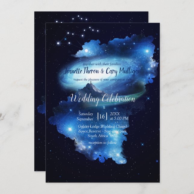 Invitation Mariage de galaxie spatiale (Devant / Derrière)