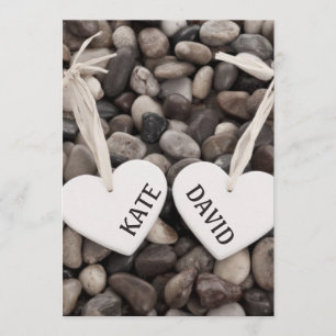 Invitation Mariage de Galets de Plage Rustique au Bord de la 