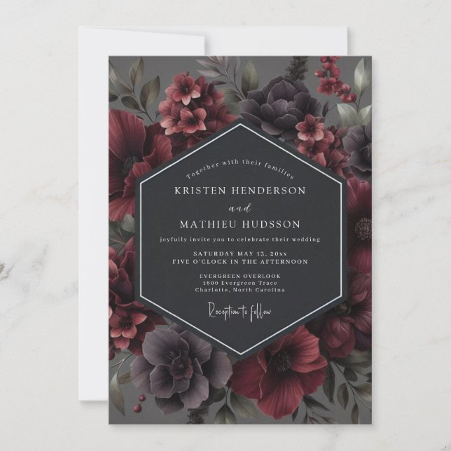 Invitation Mariage de Garnet Moody Flora (Devant)