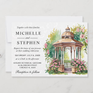Invitation Mariage de gazebo de jardin de printemps à l'aquar