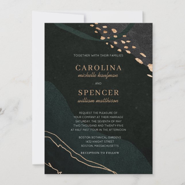 Invitation Mariage de géocode métallique (Devant)