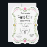 Invitation Mariage de germination rustique de printemps de Bo<br><div class="desc">Cette suite boho rustique dispose de feuillage rose et vert dessiné à la main,  collé ensemble pour former une couronne. Les accents modernes de calligraphie apportent une touche élégante et les couleurs pastel vives rendent ce design parfait pour une fête de printemps ou d'été.</div>