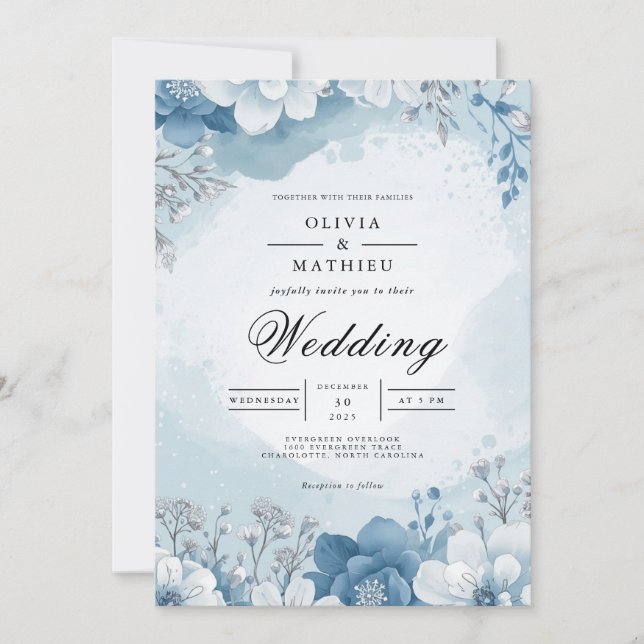 Invitation Mariage de givre Icy Bloom (Devant)