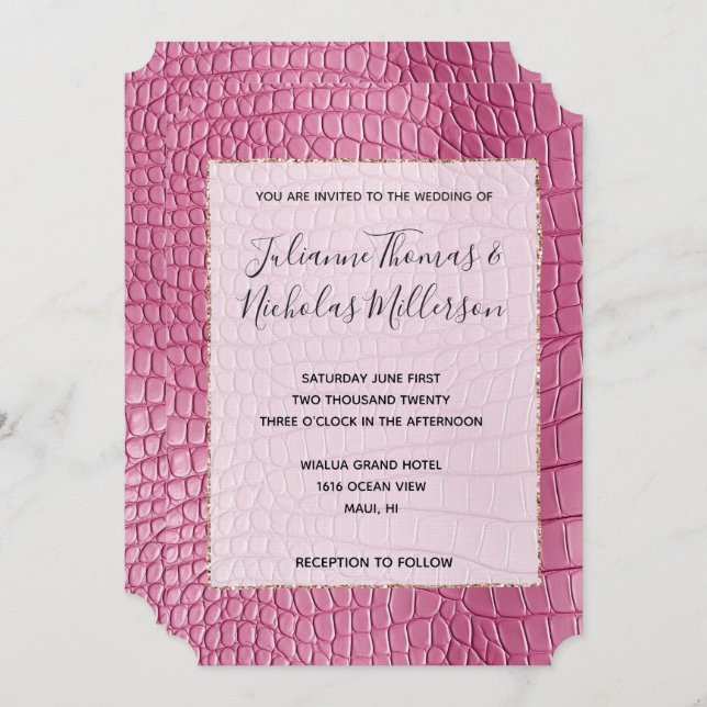 Invitation Mariage de glam animal rose fille (Devant / Derrière)