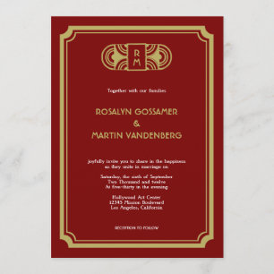 Invitation mariage de glamour hollywoodien rétro en velours r