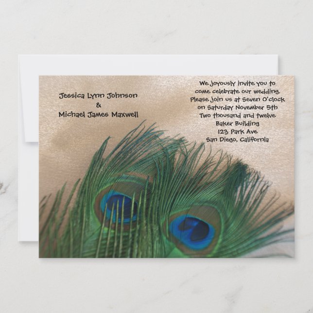 Invitation Mariage de Golden Peacock (Devant)
