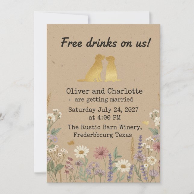 Invitation Mariage de Golden Retriever (Devant)