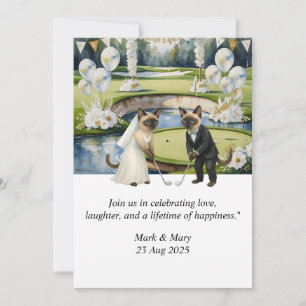 Invitation Mariage de golf à thème pour Amoureux de les chats