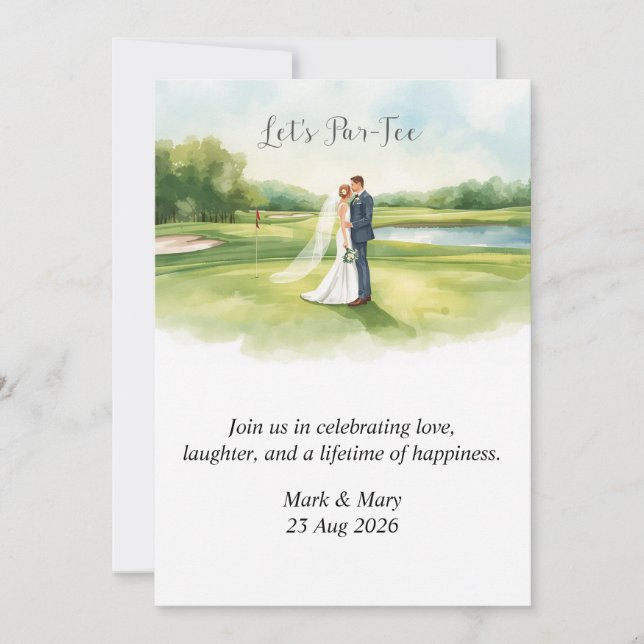 Invitation Mariage de golf aquarelle (Devant)