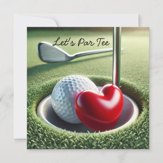 Invitation Mariage de golf avec balle de golf sur le putting  (Devant)