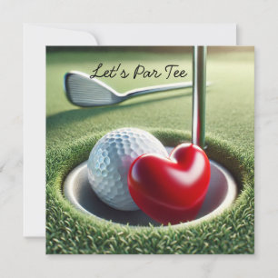 Invitation Mariage de golf avec balle de golf sur le putting 