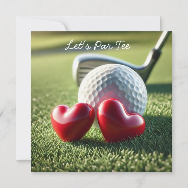 Invitation Mariage de golf avec balle de golf sur le putting  (Devant)