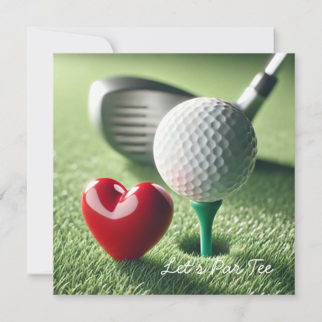 Invitation Mariage de golf avec balle de golf sur le putting  (Devant)