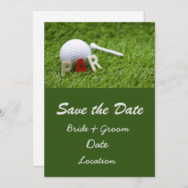 Invitation Mariage de golf économisez la date par pour aller  (Devant / Derrière)