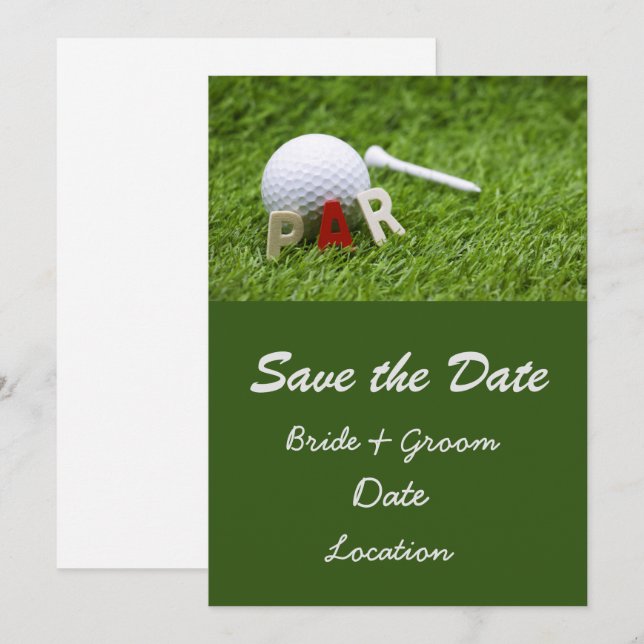 Invitation Mariage de golf enregistrer la date par pour jumel (Devant / Derrière)
