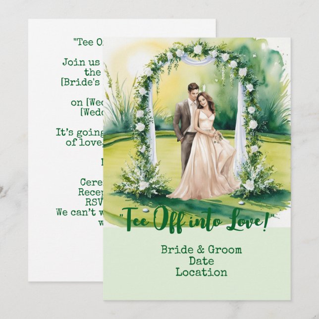 Invitation Mariage de golf sur le golf (Devant / Derrière)