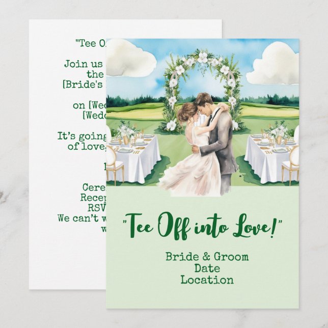 Invitation Mariage de golf sur le parcours de golf (Devant / Derrière)