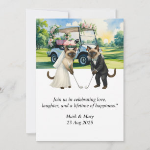 Invitation Mariage de golf sur le thème des amoureux de chats