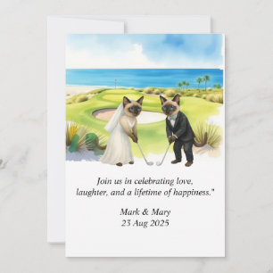 Invitation Mariage de golf sur le thème des amoureux des chat