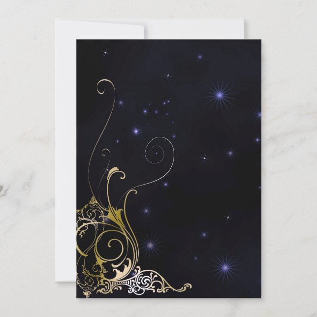 Invitation Mariage de goth officiel Gold Scroll (Devant)